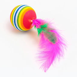 Цена за 50 шт. Шарик с перьями для кошек, 3,4 см, фасовка по 50 шт, микс цветов - Пижон фото 4