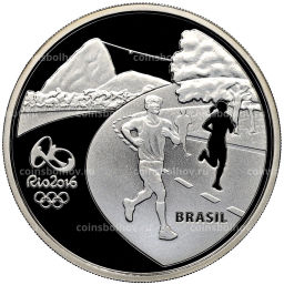 5 реалов 2015 года Бразилия XXXI Олимпийские игры 2016 года в Рио- де-Жанейро Бег и Самбодром (в квадрокапсуле)