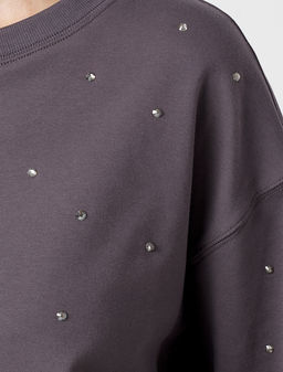 VILATTE / Свитшот из эластичного футера с принтом стразами  фото 2