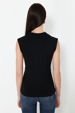 Trendyolmilla Siyah Viskoz/Yumusak Kumas Fitted/Vucuda Oturan Esnek Orme Bluz TWOSS24BZ00432  фото 11