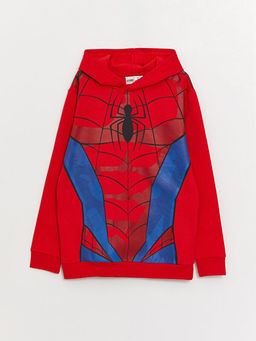 Kap??onlu Spiderman Bask?l? Uzun Kollu Erkek ?ocuk Ti??rt ve E?ofman Alt? - Waikiki фото 2