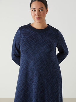 Bisiklet Yaka Desenli Elbise