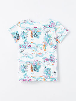 Bisiklet Yaka Bask?l? K?sa Kollu K?z ?ocuk Ti??rt - Waikiki фото 2