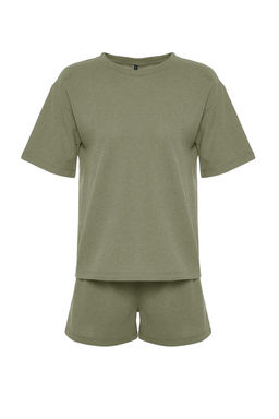 Trendyolmilla Siyah Waffle Kumas Sortlu Orme Pijama Tak?m? THMSS22PT0524  фото 19