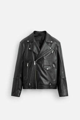 LEATHER EFFECT BIKER JACKET - Zara фото 7