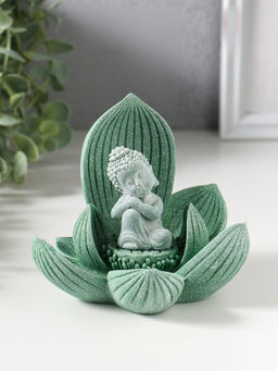 Сувенир полистоун "Лотос и Будда" зелёный 12,5х12,5х11 см