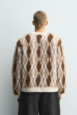 BRUSHED ARGYLE JACQUARD JUMPER - Zara фото 3