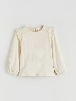 Bisiklet Yaka Dantel Detayl? K?z ?ocuk Ti??rt