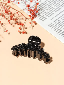 Цена за 12 шт. Крабик для волос «Глянец», цветочная гирлянда, 9.5 см, чёрный