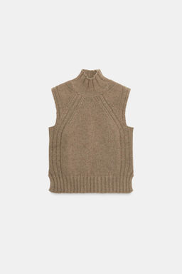 WOOL BLEND HIGH-NECK GILET - Zara фото 4