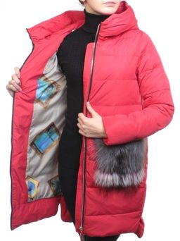 Y017-617 RED Пальто зимнее женское (био-пух) - Fashion фото 9