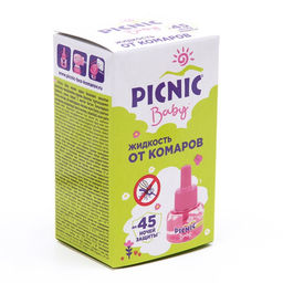 Цена за 2 шт. Дополнительный флакон-жидкость от комаров Picnic Baby, с экстрактом ромашки, 45 ночей, 30 мл