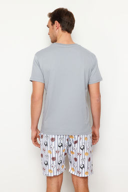 TRENDYOL MAN Gri Regular Fit Bask?l? Orme Sortlu Pijama Tak?m? TMNSS23PT00000 - Trendyolmilla фото 14
