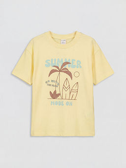 Bisiklet Yaka Bask?l? Erkek ?ocuk Ti??rt