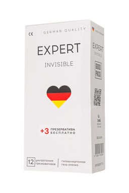 Презервативы EXPERT Invisible Germany 12шт +(3 бесплатно), ультратонкие