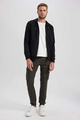 Толстовка обычного кроя на молнии с капюшоном - Defacto фото 5