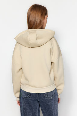 Tas Kal?n Ici Polarl? Kapusonlu Rahat Kesim Crop Orme Sweatshirt TWOAW24SW00065 - Trendyolmilla фото 5