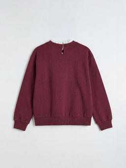 F?rf?rl? Yaka Bask?l? K?z ?ocuk Sweatshirt