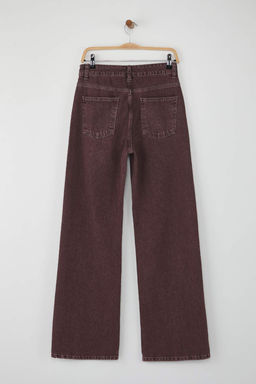 Bordo Yuksek Bel Vintage Y?kama Ozel Renk Denim Wide Leg/Genis Paca Jeans TWOAW26JE00110 - Trendyolmilla фото 6