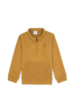 Erkek _ocuk Hardal Yar_m Fermuarl_ Sweatshirt