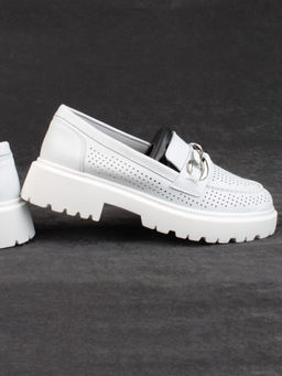 03-PDD153-1 WHITE Лоферы женские (натуральная кожа)