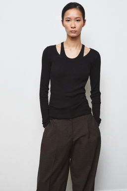 DOUBLE RIBBED T-SHIRT - Zara фото 3