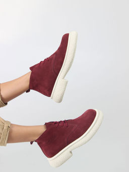 Ботинки 308.агатаw. бордо замша/Байка