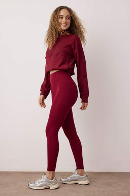 Bordo Mat Gorunumlu Toparlay?c? Spor Tayt THMAW26TY00019