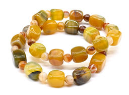 Браслет из агата тонированного прямоугольник 9*12мм цв.оливковый