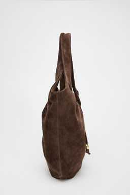 GATHERED SPLIT SUEDE BUCKET BAG - Zara фото 5