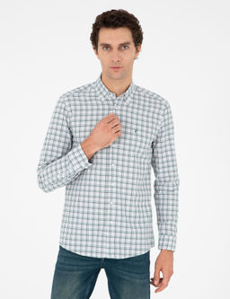 Haki Slim Fit Pamuklu Kareli G_mlek
