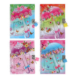 Записная книжка подарочная на замочке, А6+, 50 листов, линия, Зонтик, МИКС