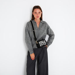 Сумка женская кросс-боди на молнии, 18×7×16 см, с животным принтом, чёрная