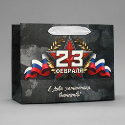 Цена за 2 шт. Пакет подарочный ламинированный, упаковка, «23 февраля», MS 23×18×10 см