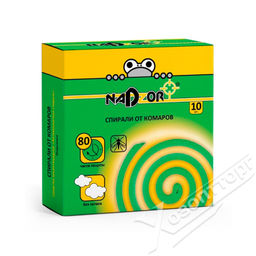 Цена за 2 шт. Спирали от комаров малодымные без запаха зеленые 10шт NADZOR