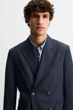 DOUBLE-BREASTED WOOL BLEND BLAZER - Zara фото 6