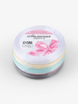 Набор лент атласных (5шт) 6мм*25±1ярд(23м±1м) №01/13/64/135/180 пастель АУ