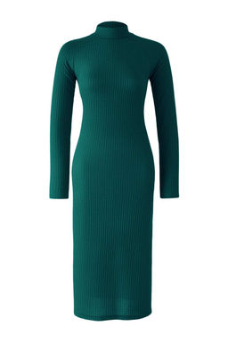 Zumrut Yesili Duz Y?rtmacl? Midi Fitted/Vucuda Oturan Fitilli Esnek Orme Elbise TWOAW25EL00568