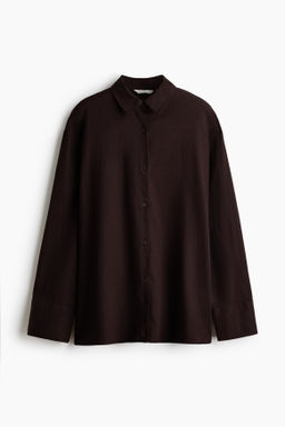 Camisa oversize en mezcla de lino - H&m фото 2