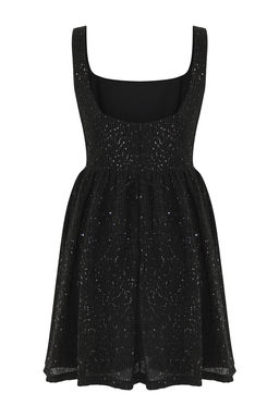Siyah Etegi Belden Ac?lan Payet Mini Abiye Gece Mezuniyet Elbisesi TPRSS25EL00286