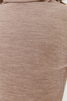 Bej Mini Triko Genis Kal?p Elbise TWOAW23EL00026