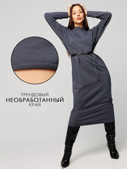 Женское платье макси из футера 2-х нитки Lingeamo графит ВП-10 (33)  фото 10