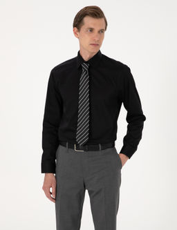 Siyah Slim Fit Uzun Kollu Basic G_mlek