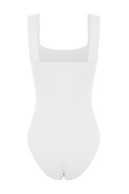 TRENDYOLMILLA Beyaz Fitted/Vucuda Oturan S?rt? Detayl? Kare Yaka C?tc?tl? Esnek Orme Body TWOSS24BD00026  фото 24