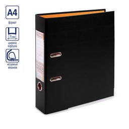 Expert Complete BLACK&COLOR Регистратор PVC, 2-х стороннее покрытие, мет.уг. 75 мм 10 шт. Trend A4 арочный механ. лён черный/оранжевый ЕС100262112