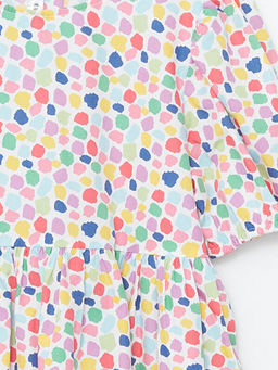 Bisiklet Yaka Bask?l? K?z ?ocuk Elbise