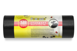 Мешки для мусора 120л, 70х110см, 25мкм, рулон 10шт., ПВД "Ромашка"