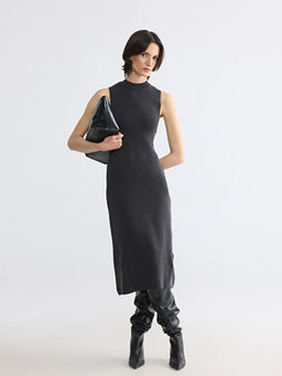 Bisiklet Yaka Bodycon Triko Elbise