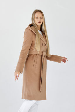 Пальто женское демисезонное 25020 (кэмел/ворсовая ткань)