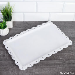 Поднос прямоугольный 37*24 см, белый,пластика арт. NB37 (739563)